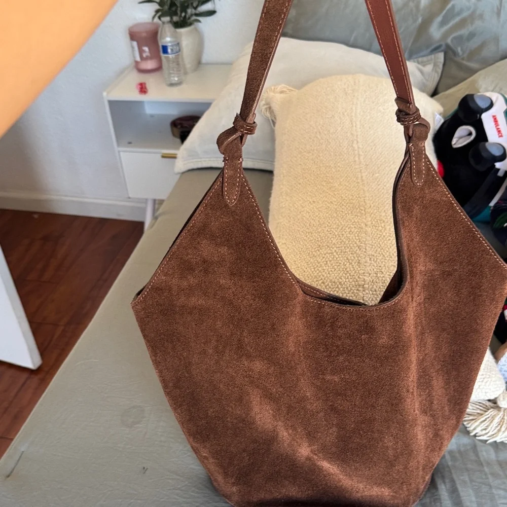 Women's Brown Suede Shoulder Bag - Picture 1 of 5